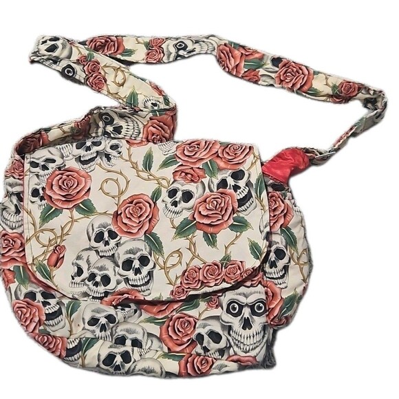 Hemet Fiesta De San Marcos Day Of The Dead Messenger Bag Shoulder Cotton RareEUC - Picture 1 of 9